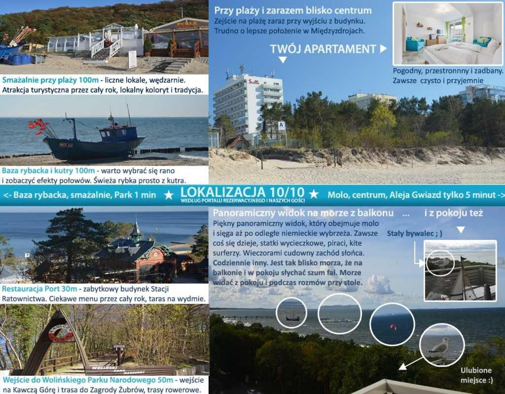 Apartament Z Panoramicznym Widokiem Na Morze Blisko Plazy I Centrum Pl Eng De ミエンジズドロイェ エクステリア 写真